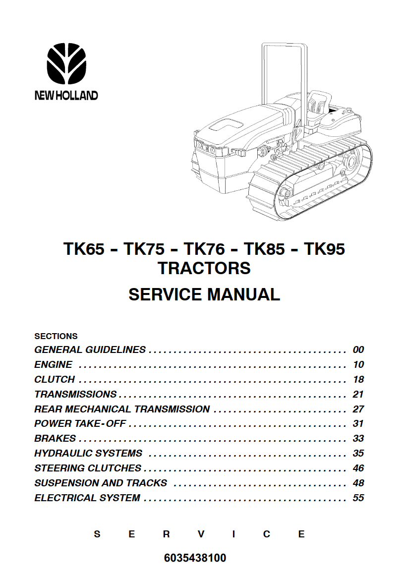 NEW HOLLAND TK SERIES TK65 TK75 TK76 TK85 TK95 TRACTOR