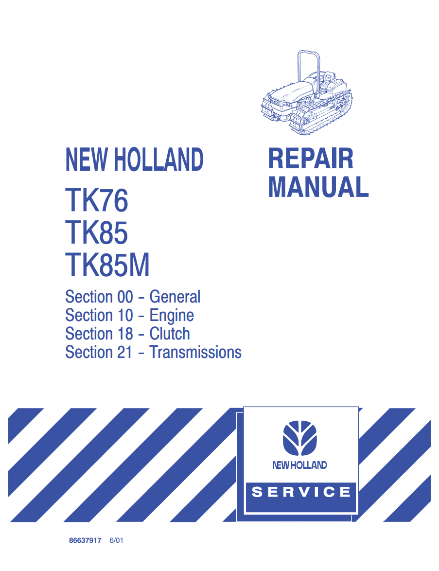 NEW HOLLAND TK SERIES TK76 TK85 TK85M CRAWLER TRACTOR