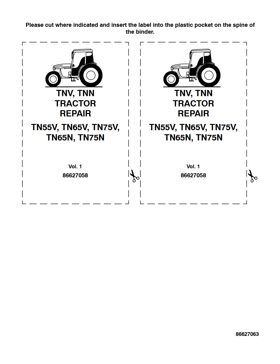 NEW HOLLAND TNV TNN SERIES TN55V TN65V TN75V TN65N TN75N TRACTOR