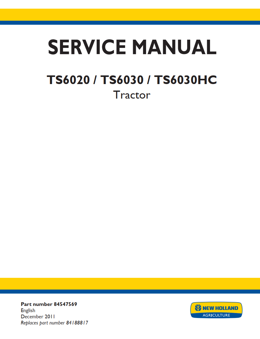 NEW HOLLAND TS 6000 SERIES TS6020 TS6030 TS6030HC TS6040 TRACTOR