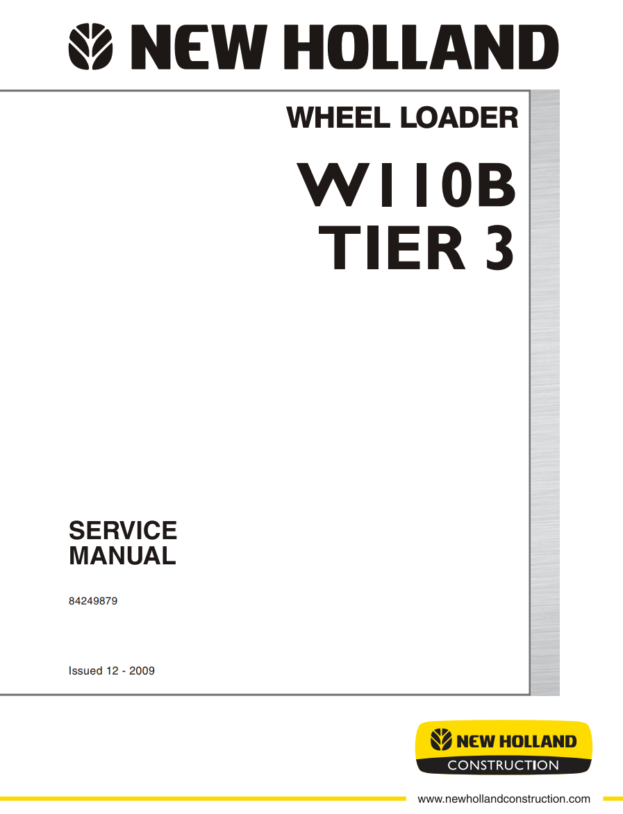 NEW HOLLAND W110B TIER 3 III WHEEL LOADER SERVICE