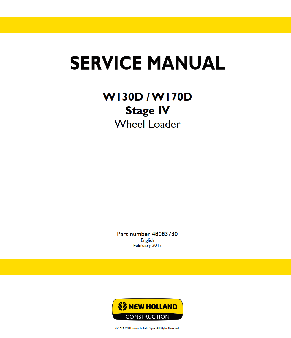 NEW HOLLAND W130D W170D STAGE 4 IV WHEEL LOADER