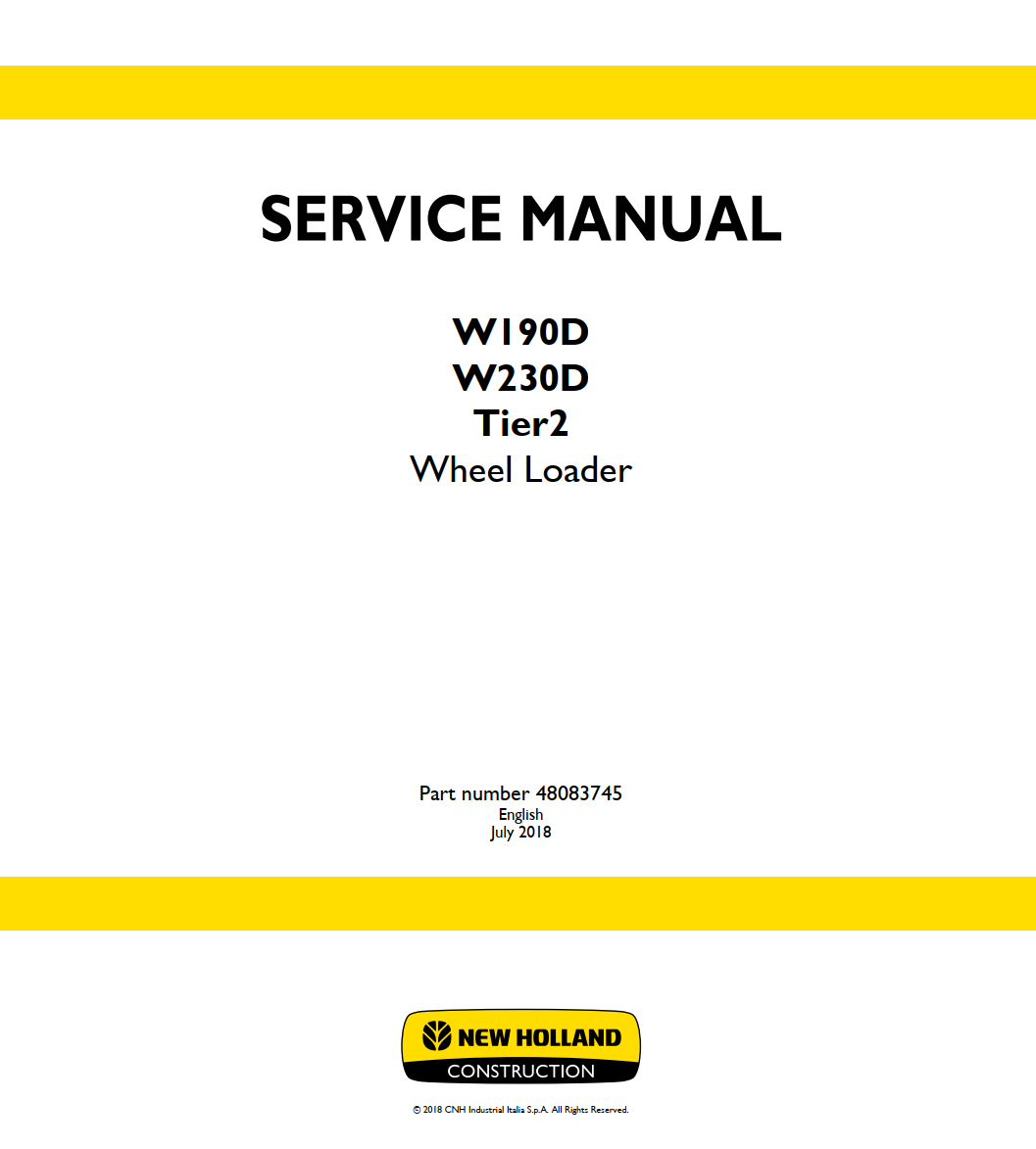 NEW HOLLAND W190D W230D TIER 2 II WHEEL LOADER