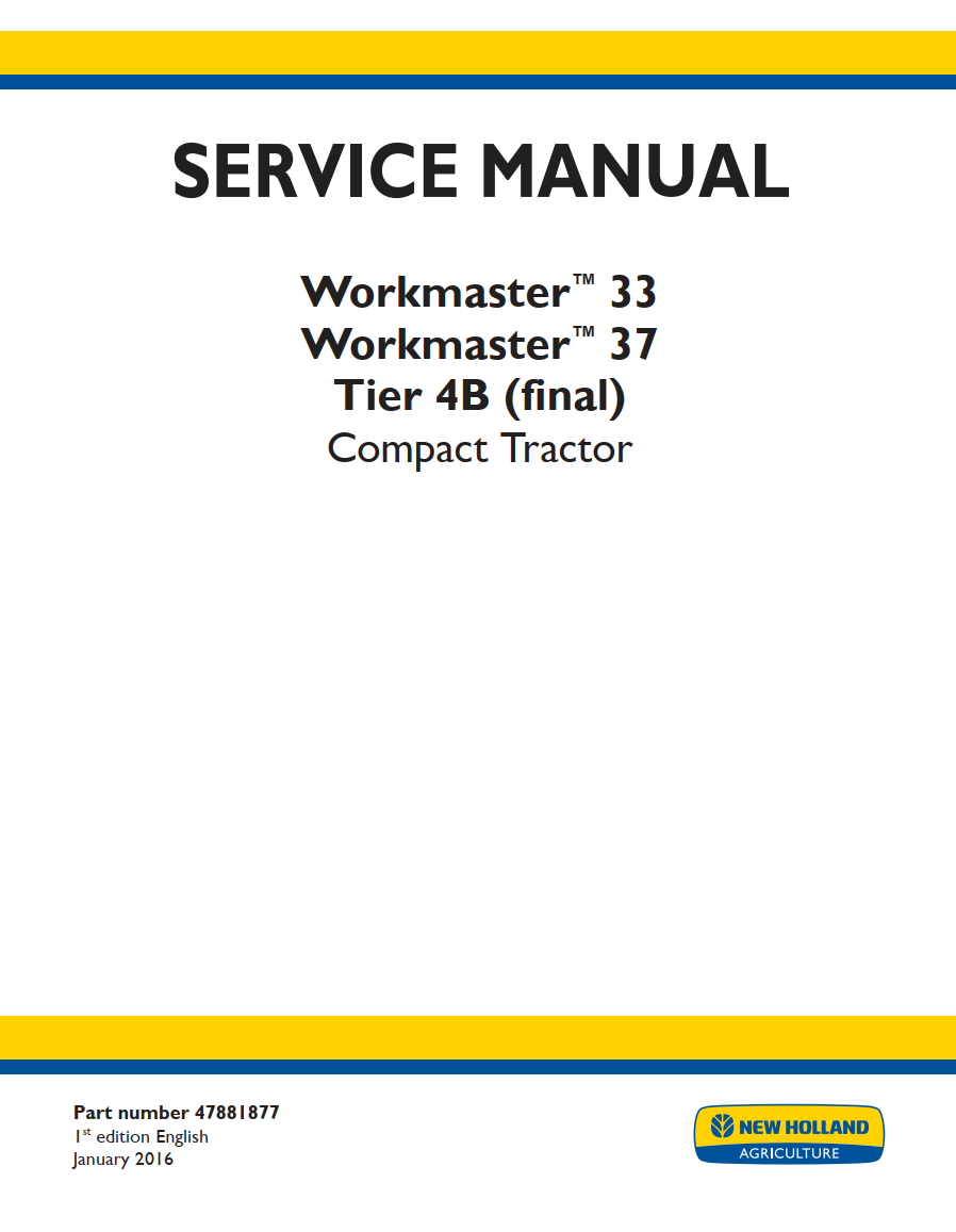 NEW HOLLAND WORKMASTER 33 WORKMASTER 37 TIER 4B COMPACT TRACTOR