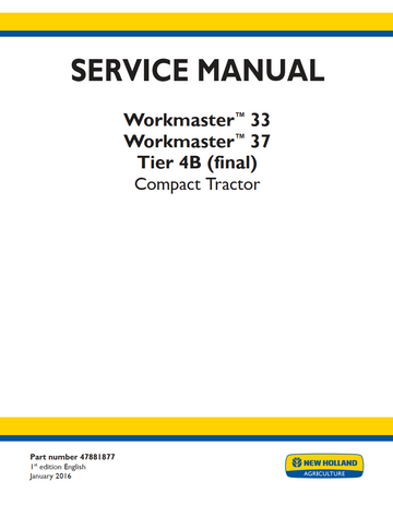 NEW HOLLAND WORKMASTER 33 WORKMASTER 37 TIER 4B COMPACT TRACTOR