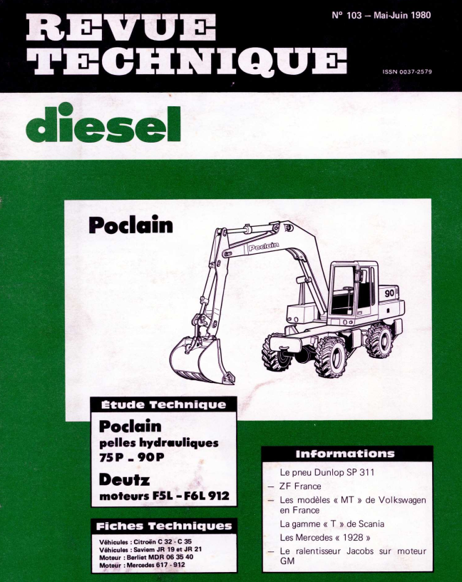 POCLAIN PELLES HYDRAULIQUES 75P 90P EXCAVATOR TECHNICAL GUIDE MANUAL