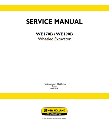 NEW HOLLAND WE170B WE190B WHEELED EXCAVATOR WORKSHOP SERVICE REPAIR MANUAL