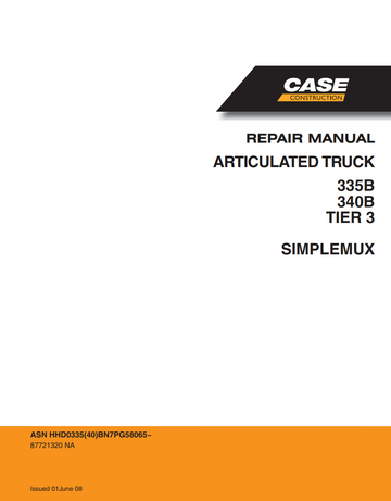 CASE 335B 340B TIER 3 SIMPLEMUX ARTICULATED TRUCK WORKSHOP SERVICE MANUAL