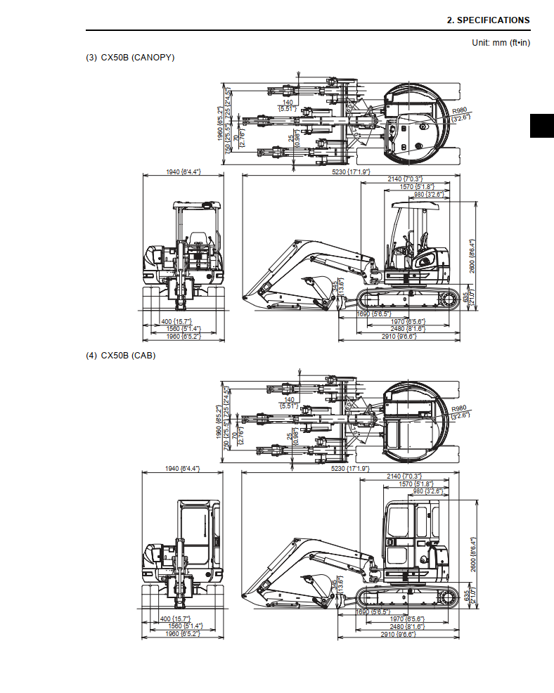 CASE CX40B CX50B MINI HYDRAULIC EXCAVATOR