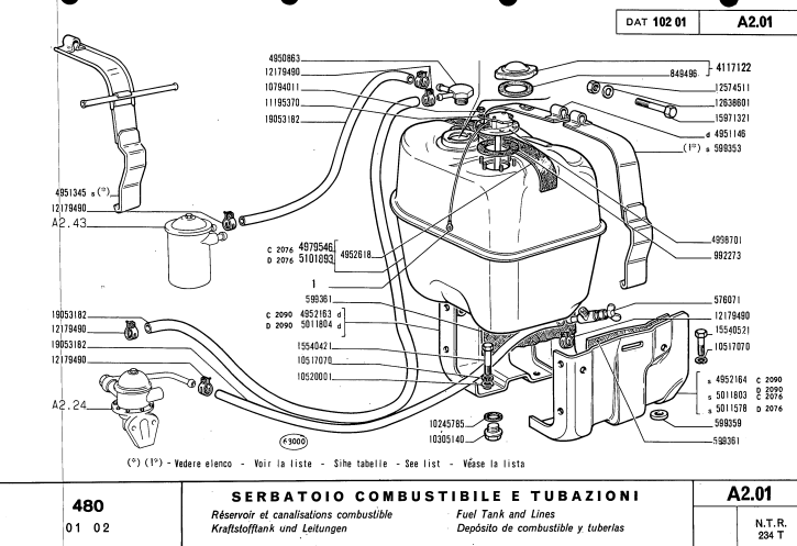 FIAT 480 480-8 480-8DT 480-8V TRACTOR PARTS CATALOG