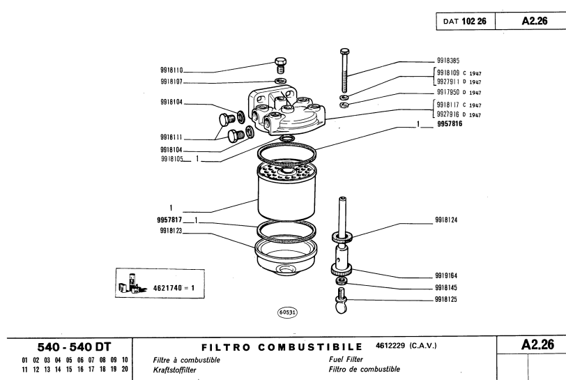 FIAT 540 540-540DT 550 555 TRACTOR PARTS CATALOG