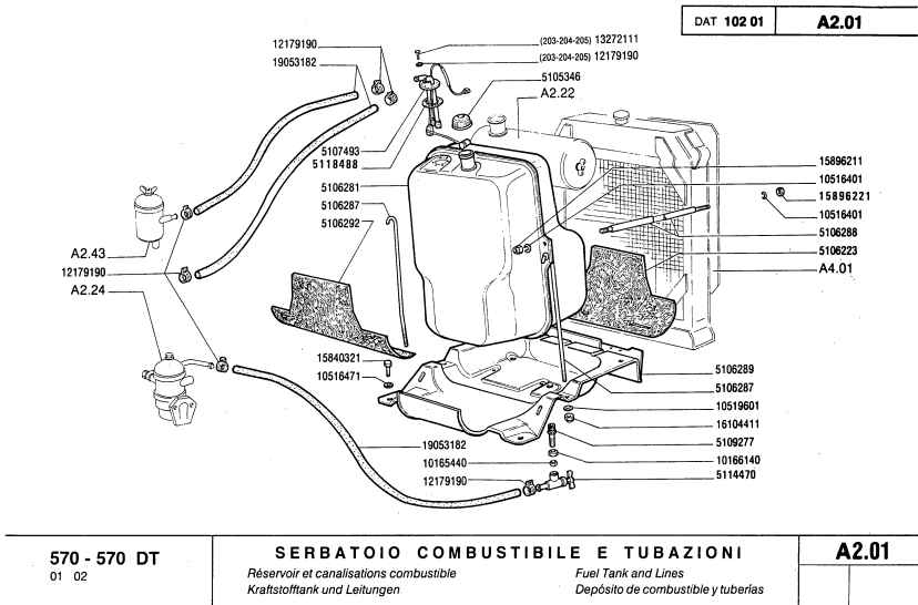 FIAT 570-570DT 570V 570F 570DTF TRACTOR PARTS CATALOG