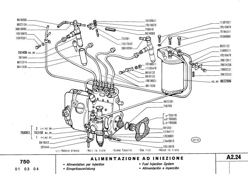 FIAT 715-7155L 750 750-750DT TRACTOR PARTS CATALOG