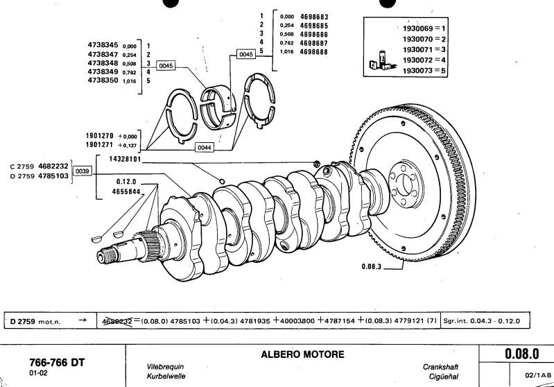   FIAT 765 766-766DT 780-780DT TRACTOR PARTS CATALOG