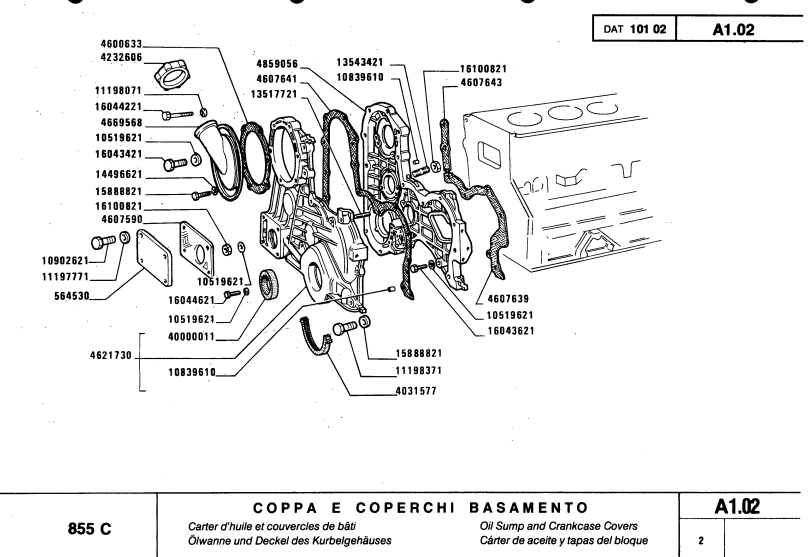 FIAT 850 SUPER-850DT SUPER 855C 880DT-4 TRACTOR PARTS CATALOG