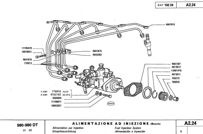 FIAT 955C 980-980DT 1000 TRACTOR PARTS CATALOG