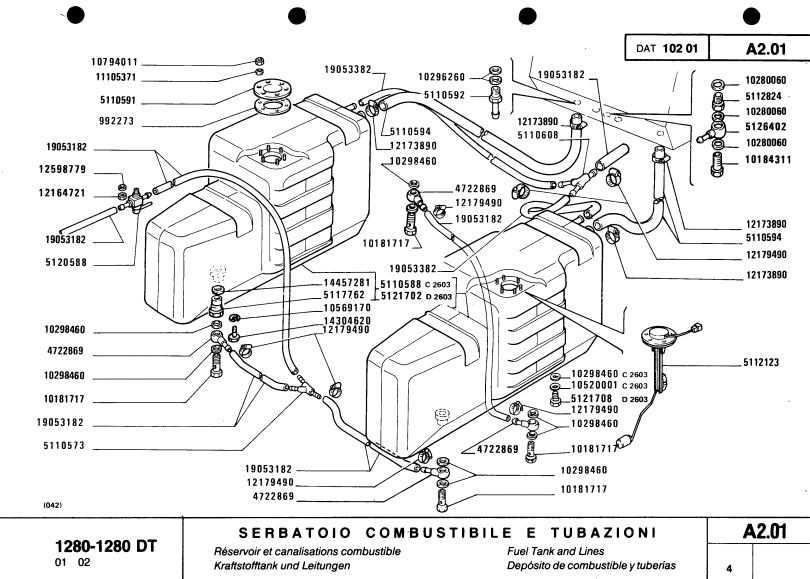 FIAT 1180 1280 1300 1380 1580 1880 DT TRACTOR PARTS CATALOG