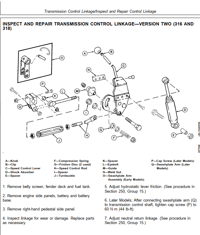 JOHN DEERE 316 318 420 LAWN AND GARDEN TRACTOR AND ONAN ENGINE