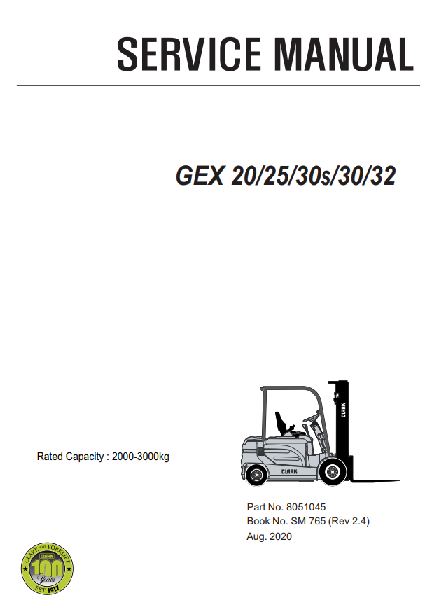 CLARK GEX 20 GEX 25 GEX 30 GEX 30s GEX 32 FORKLIFT
