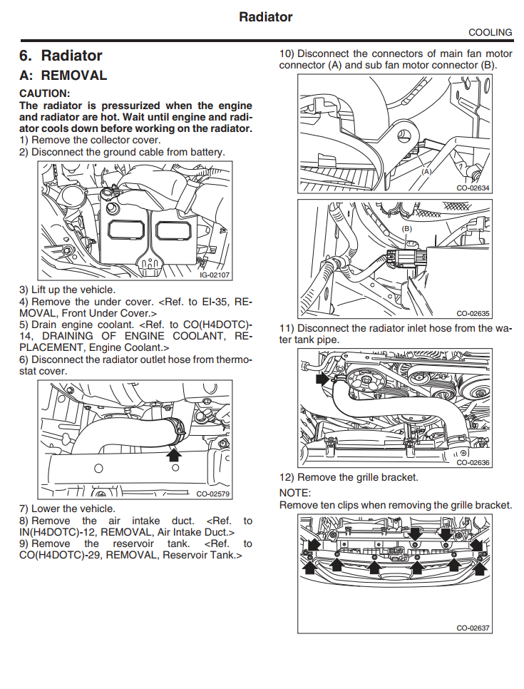 SUBARU LIBERTY LEGACY OUTBACK 2.5L 3.6L 2010-2012