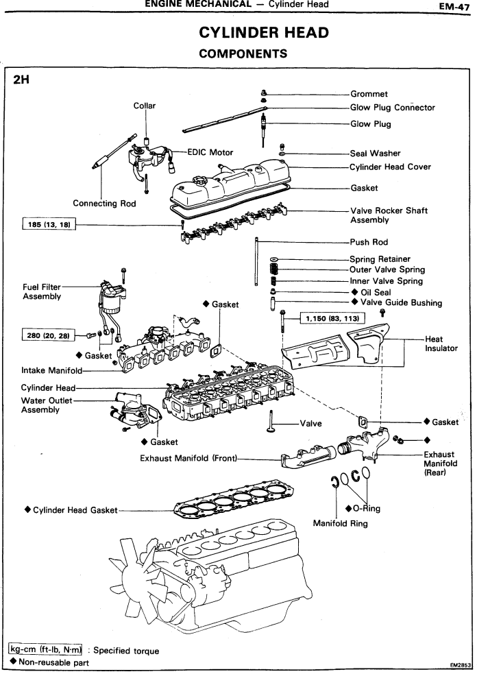 TOYOTA 4.0L 2H 12H-T 12V 24V DIESEL ENGINE