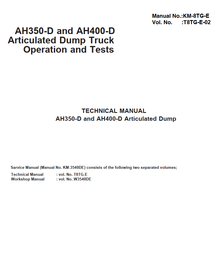 HITACHI AH350D AH400D ARTICULATED DUMP TRUCK