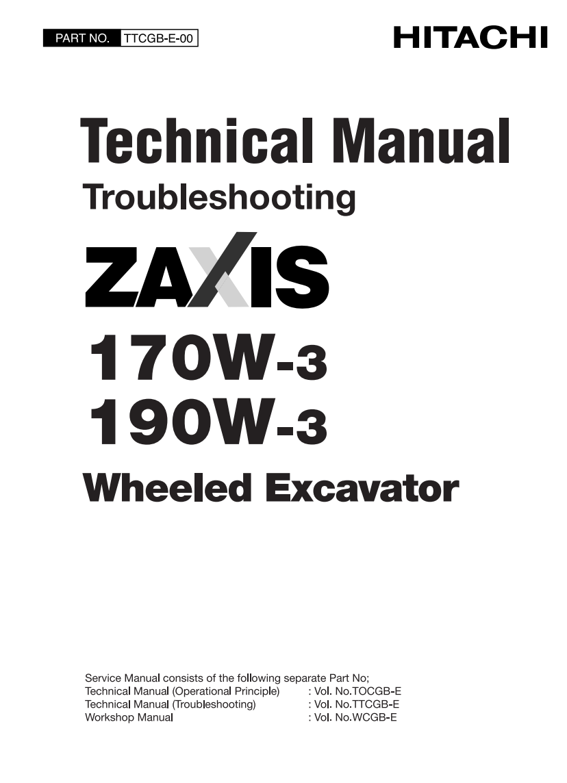 HITACHI ZAXIS 170W-3 ZX 190W-3 WHEELED