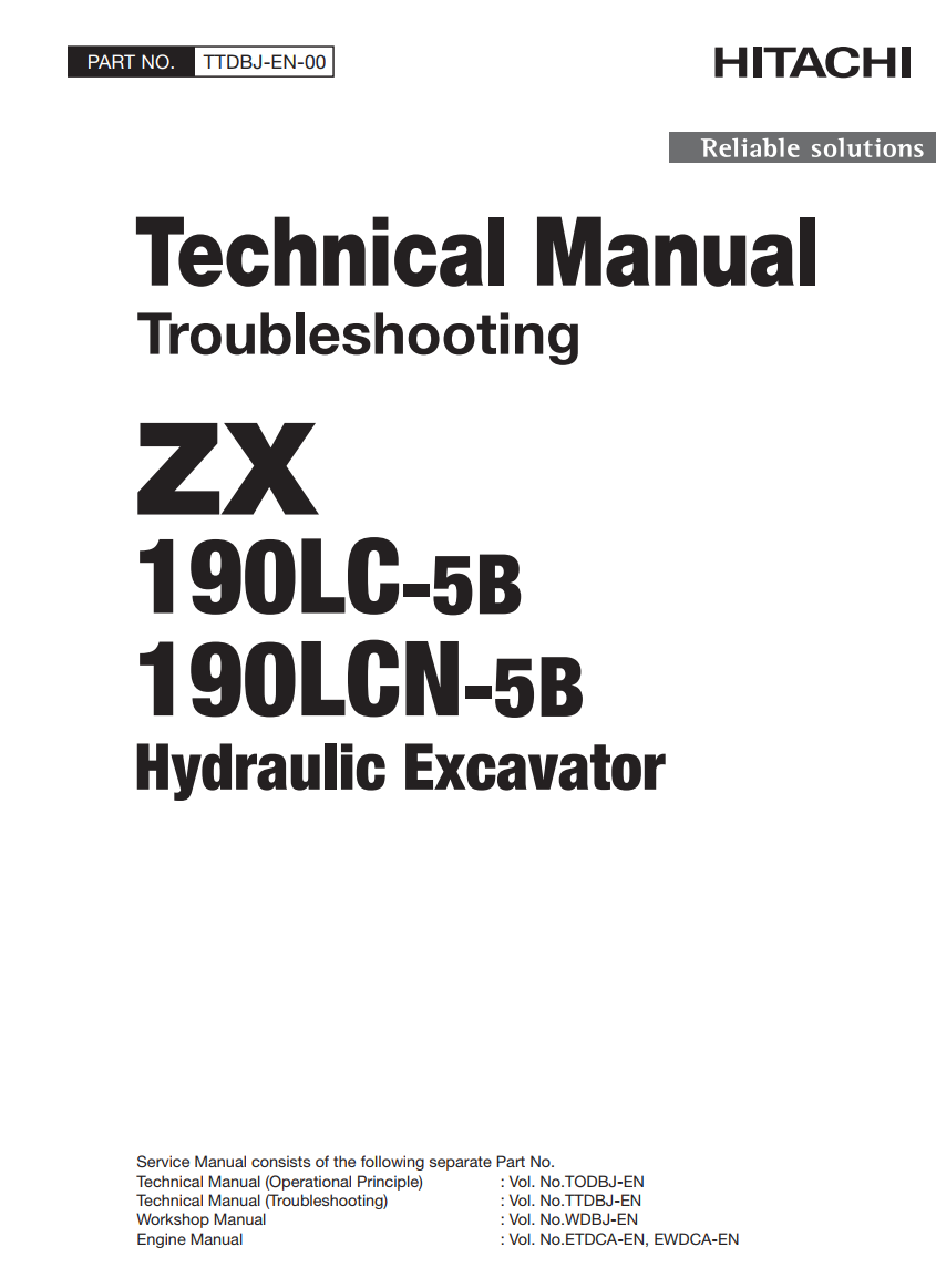 HITACHI ZX 190LC -5B ZX 190LCN -5B HYDRAULIC DIGGER