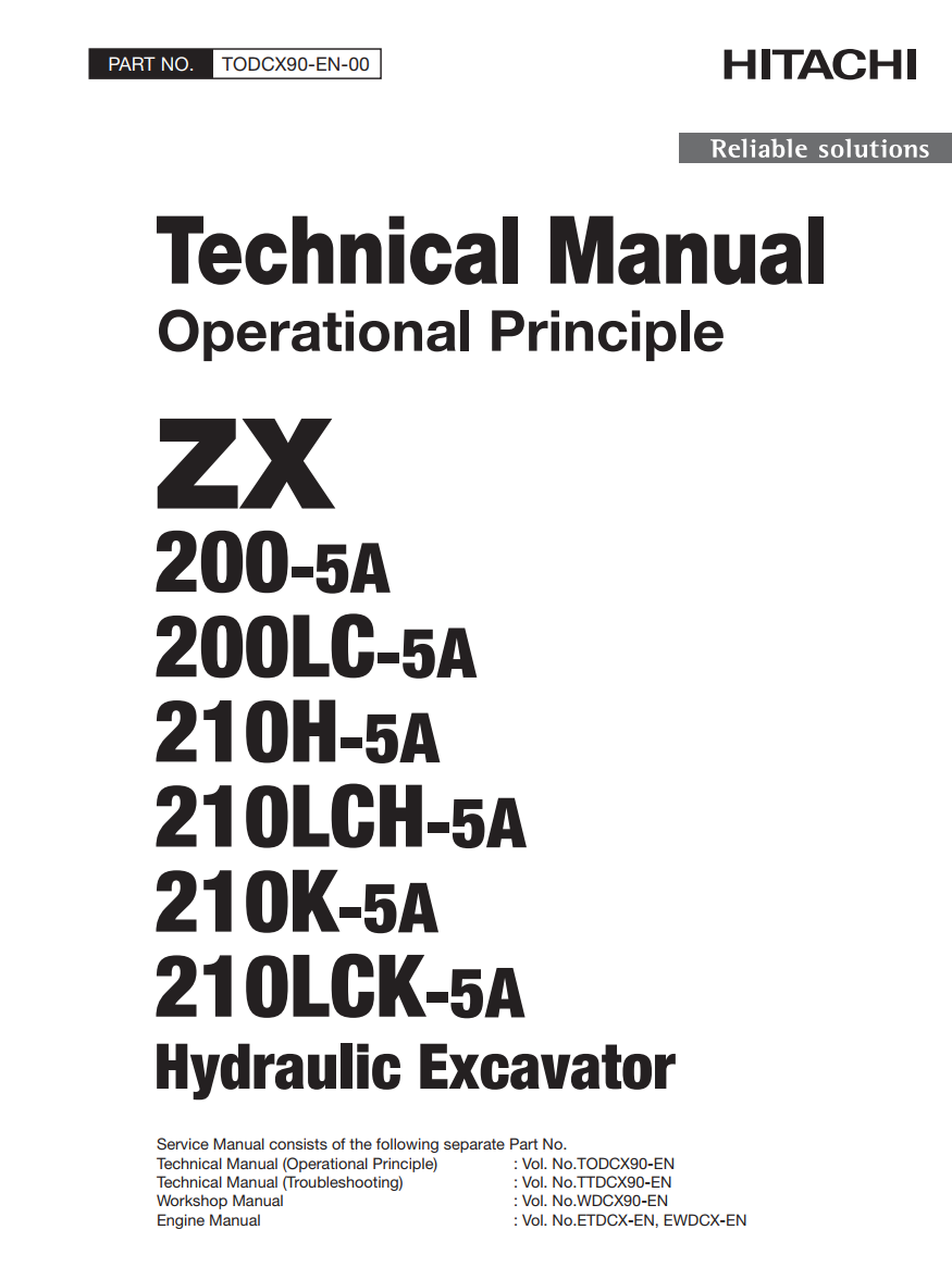 HITACHI ZX 200-5A 200LC-5A 210H-5A 210LCH-5A 210K-5A 210LCK-5A 210LCN-5A HYDRAULIC