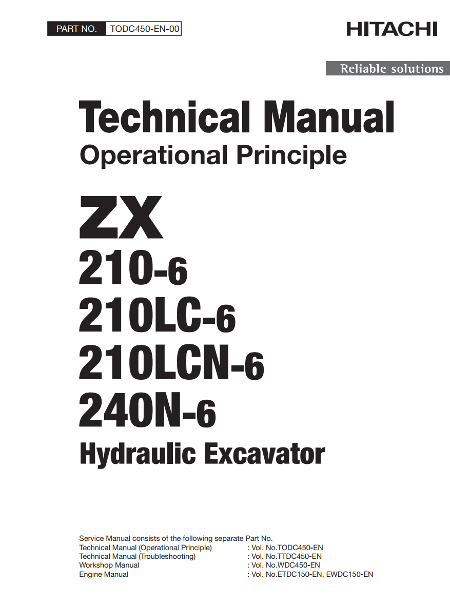 HITACHI ZX 210-6 210LC-6 210LCN-6 240N-6 HYDRAULIC DIGGER