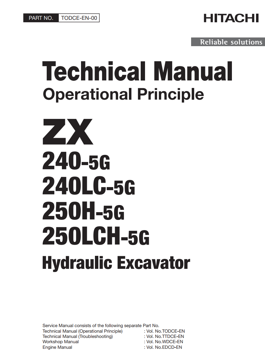 HITACHI ZX 240-5G ZX240LC-5G ZX250H-5G ZX250LCH-5G DIGGER