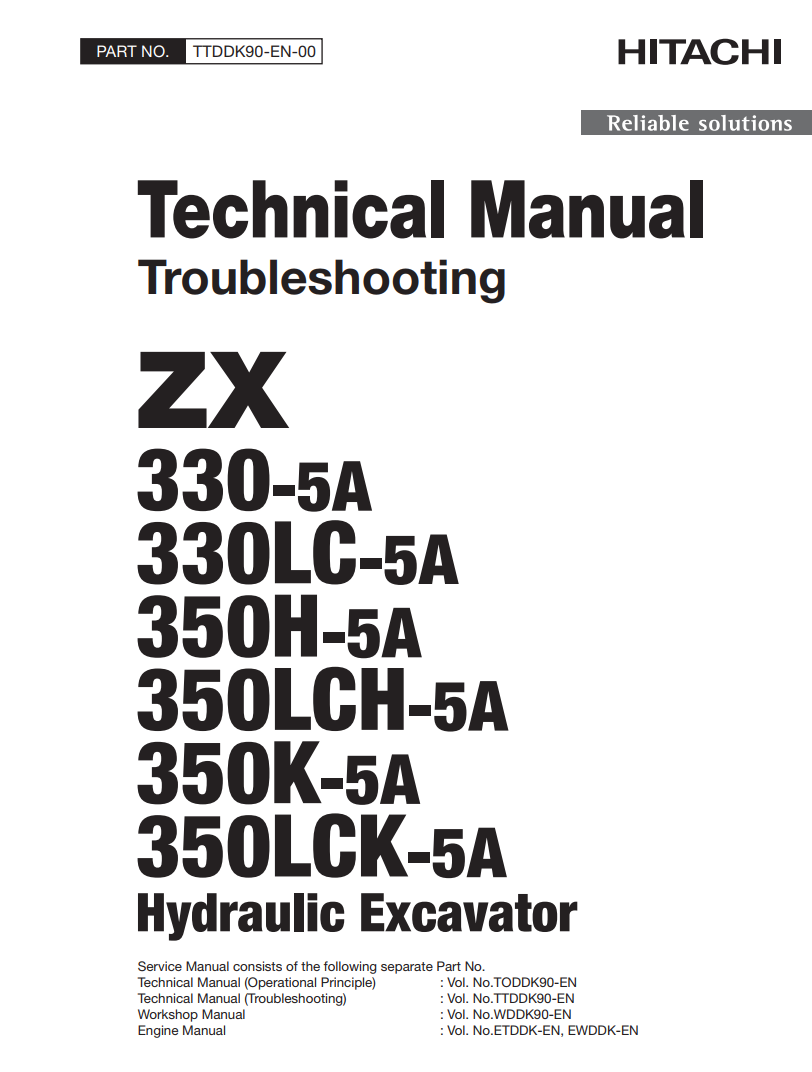 HITACHI ZX 330-5A 330LC-5A 350H-5A 350LCH-5A 350K-5A 350LCK-5A EXCAVATOR
