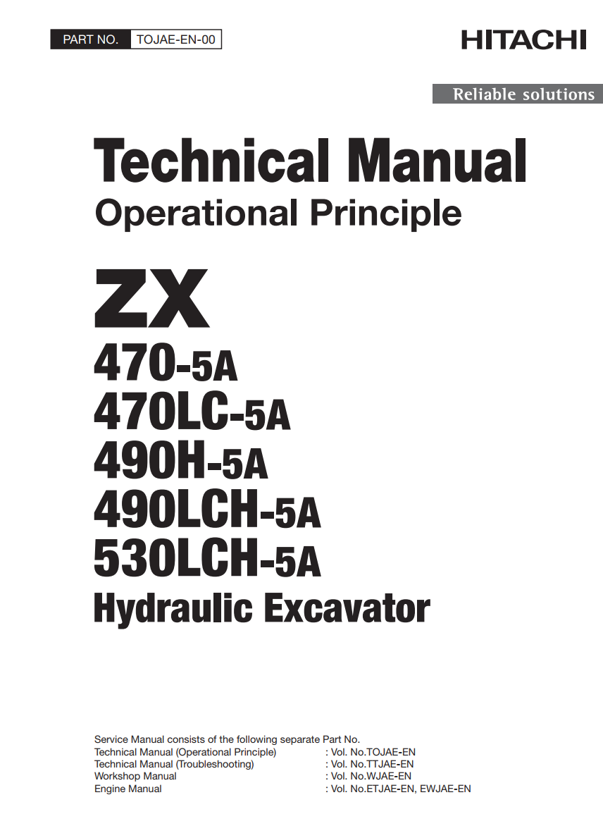 HITACHI ZX 470-5A 470LC-5A 490H-5A 490LCH-5A 530LCH-5A DIGGER