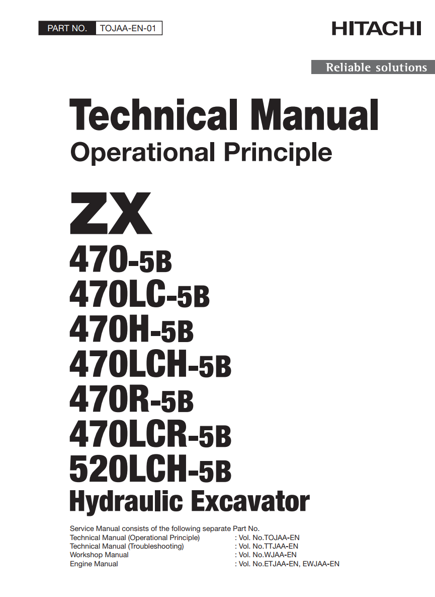 HITACHI ZX 470-5B 470LC-5B 470H-5B 470LCH-5B 470R-5B 470LCR-5B EXCAVATOR WORKSHOP, TECHNICAL, DIAGRAMS MANUAL