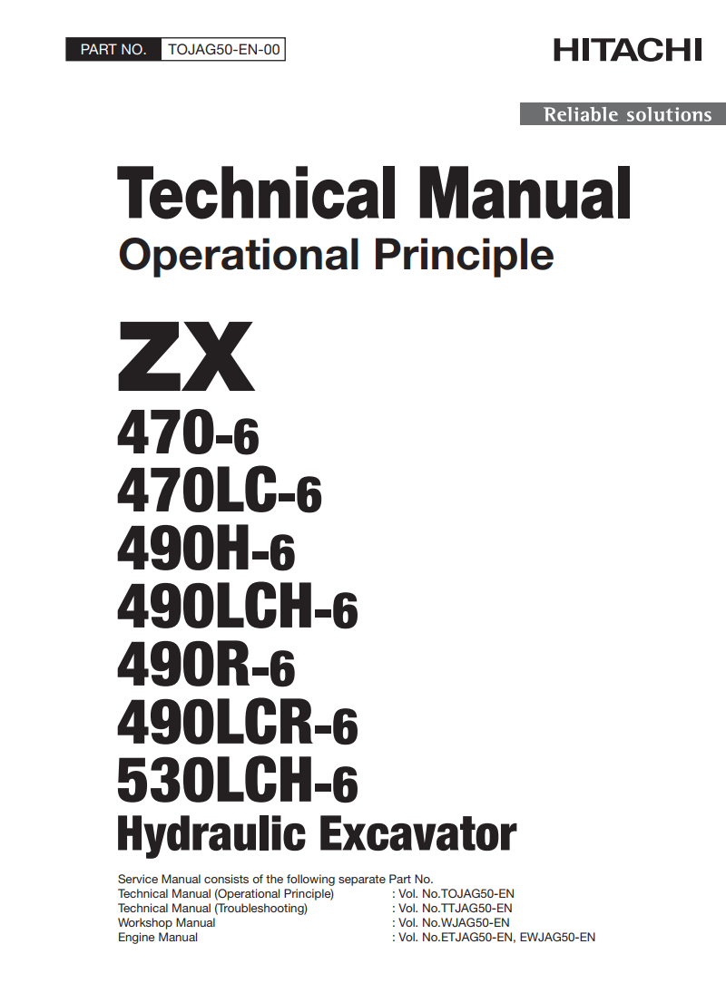 HITACHI ZX 470-6 470LC-6 490H-6 490LCH-6 490R-6 490LCR-6 530LCH-6