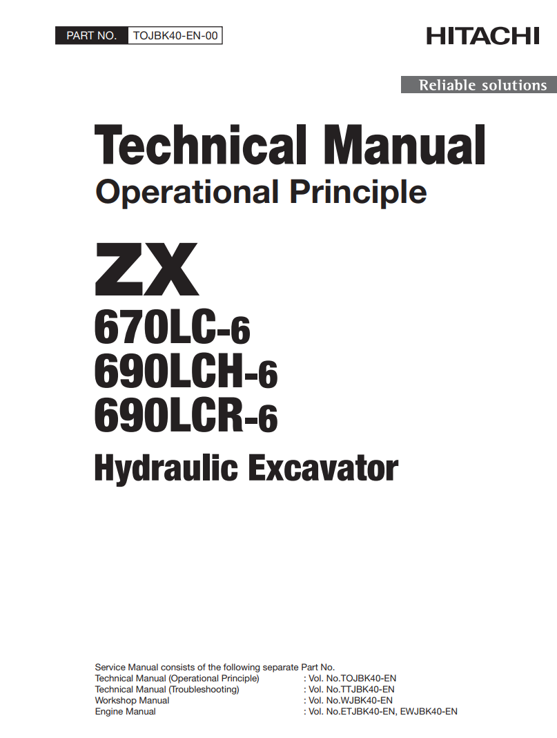 HITACHI ZX670LC-6 ZX690LCH-6 ZX 690LCR-6 DIGGER