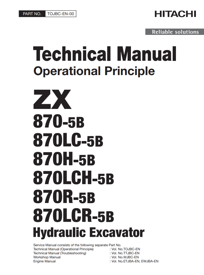 HITACHI ZX870-5B 870LC-5B 870H-5B 870LCH-5B 870R-5B 870LCR-5B DIGGER