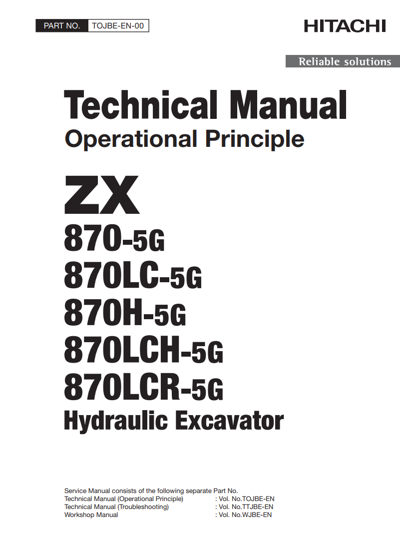HITACHI ZX 870-5G 870LC-5G 870H-5G 870LCH-5G 870LCR-5G DIGGER
