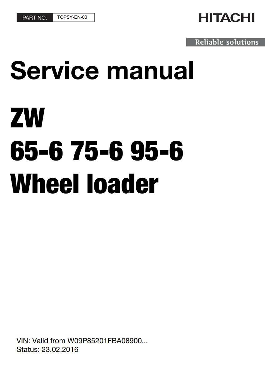 HITACHI ZW65-6 ZW75-6 ZW95-6 TRACTOR