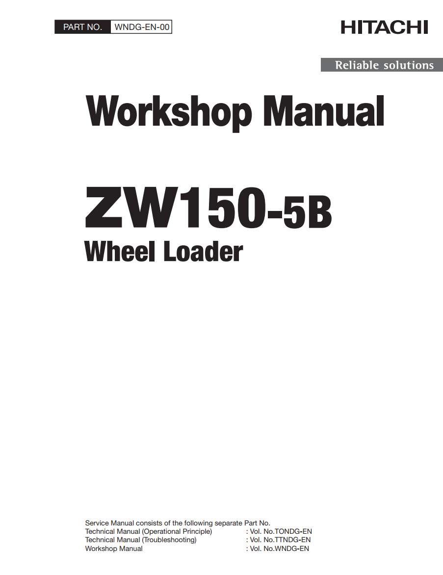 HITACHI ZW150-5B ZW150PL-5B LOADER TRACTOR