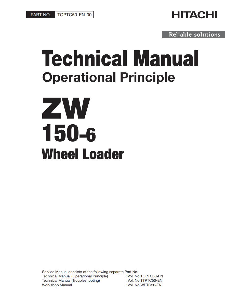HITACHI ZW150-6 ZW150PL-6 LOADER TRACTOR