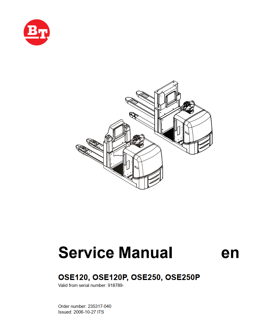 TOYOTA BT OSE120 OSE120P OSE250 OSE250P FORKLIFT