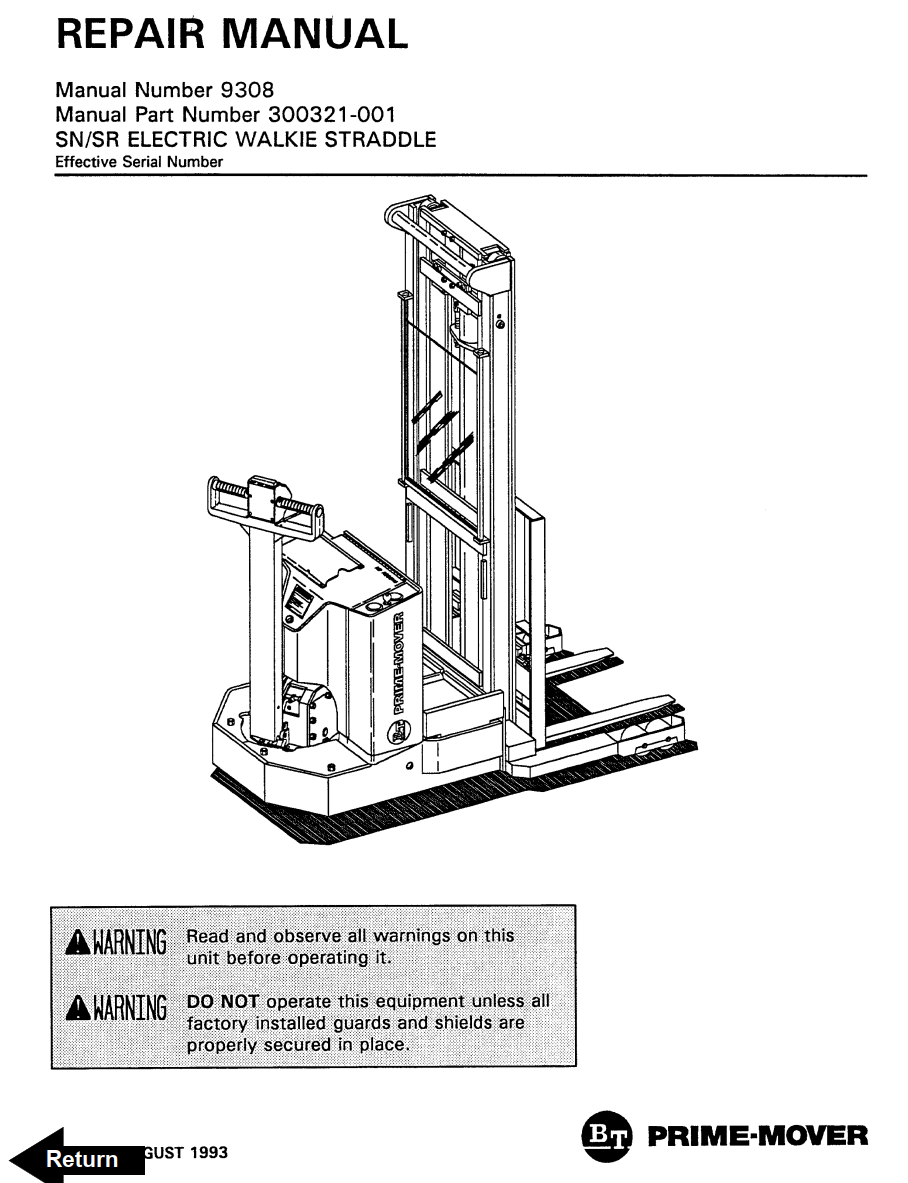 BT SN20 SN30 SN40 SR30 ELECTRIC WALKIE REACH FORKLIFT