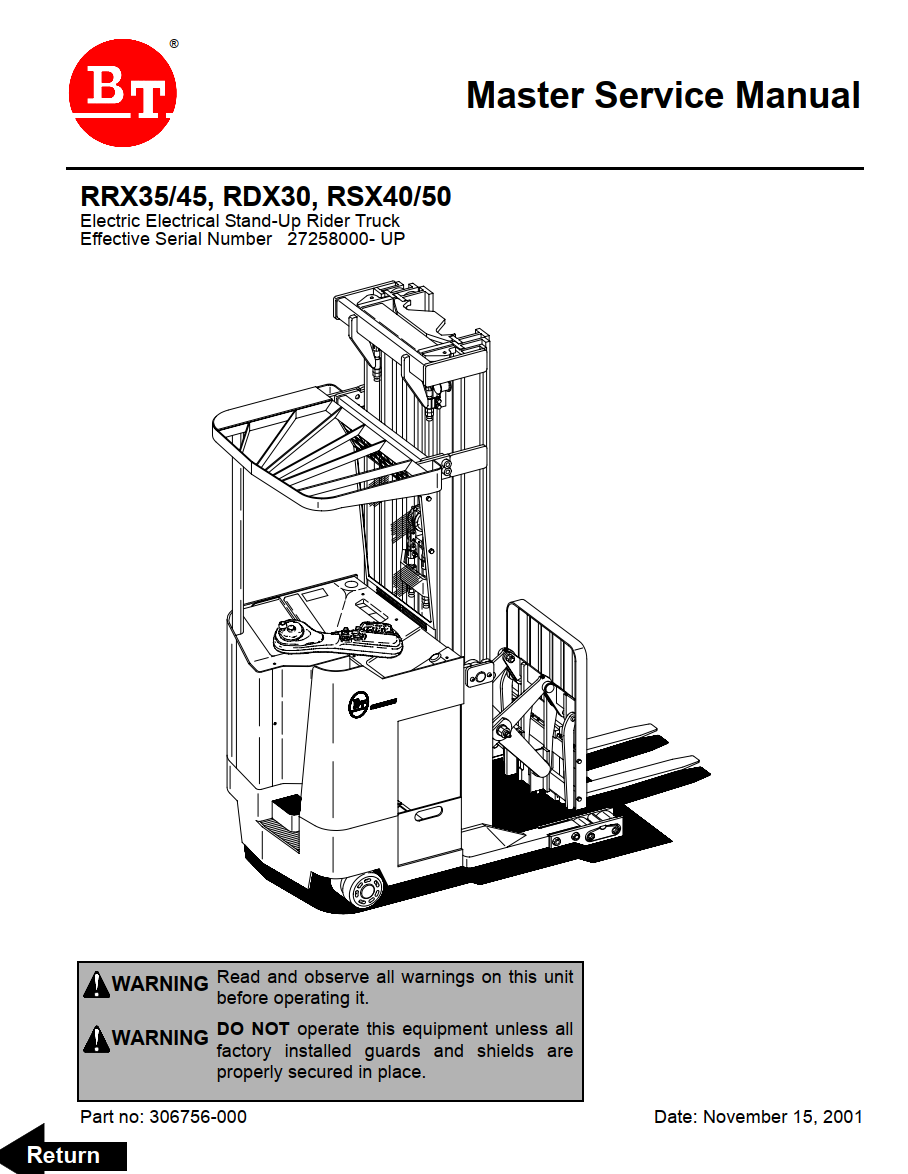 BT RRX35 RRX45 RDX30 RSX40 RSX50 ELECTRIC FORKLIFT