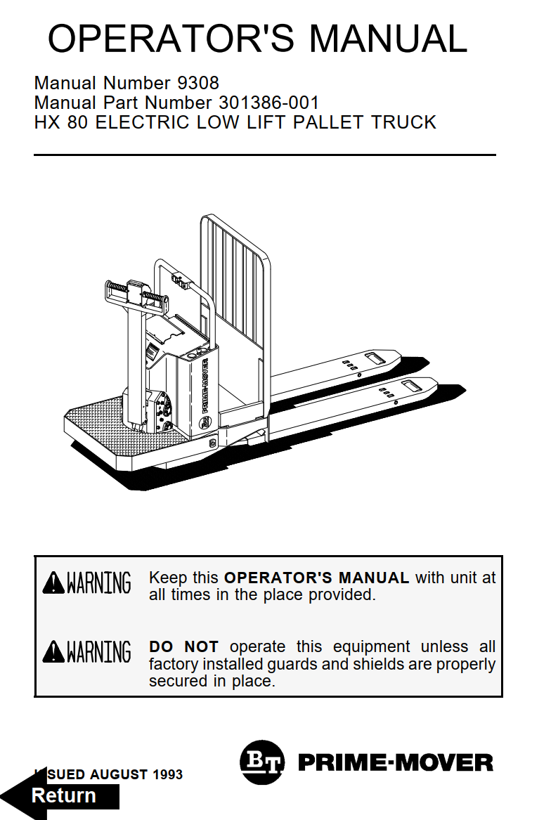 BT PRIME HX80 LOW LIFT FORKLIFT