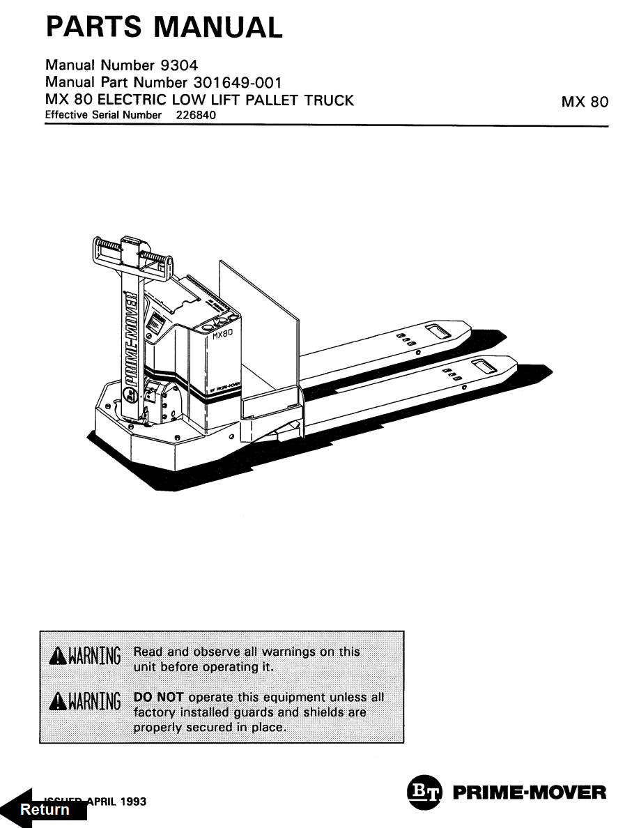 BT MX-80 ELECTRIC PALLET FORKLIFT