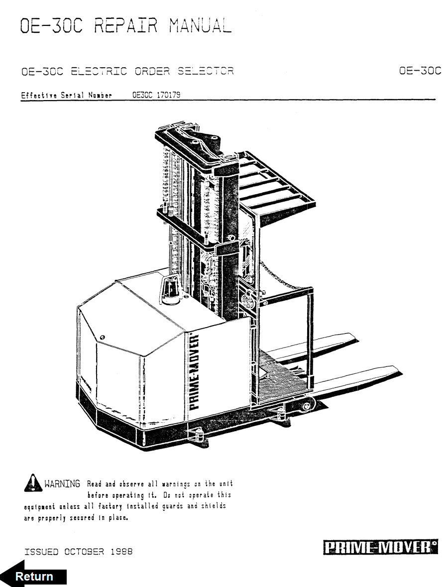 BT OE30 OE30B OE30C ELECTRIC ORDER SELECTOR TRUCK