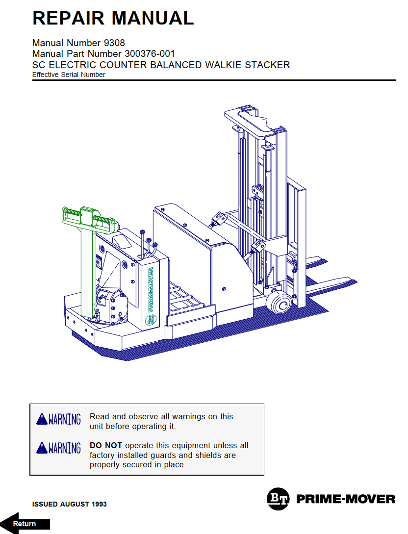 BT PRIME MOVER SC10 SC20 SC30 SC40 REACH TRUCK