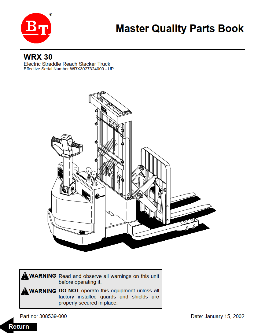 BT WRX30 ELECTRIC PALLET TRUCK