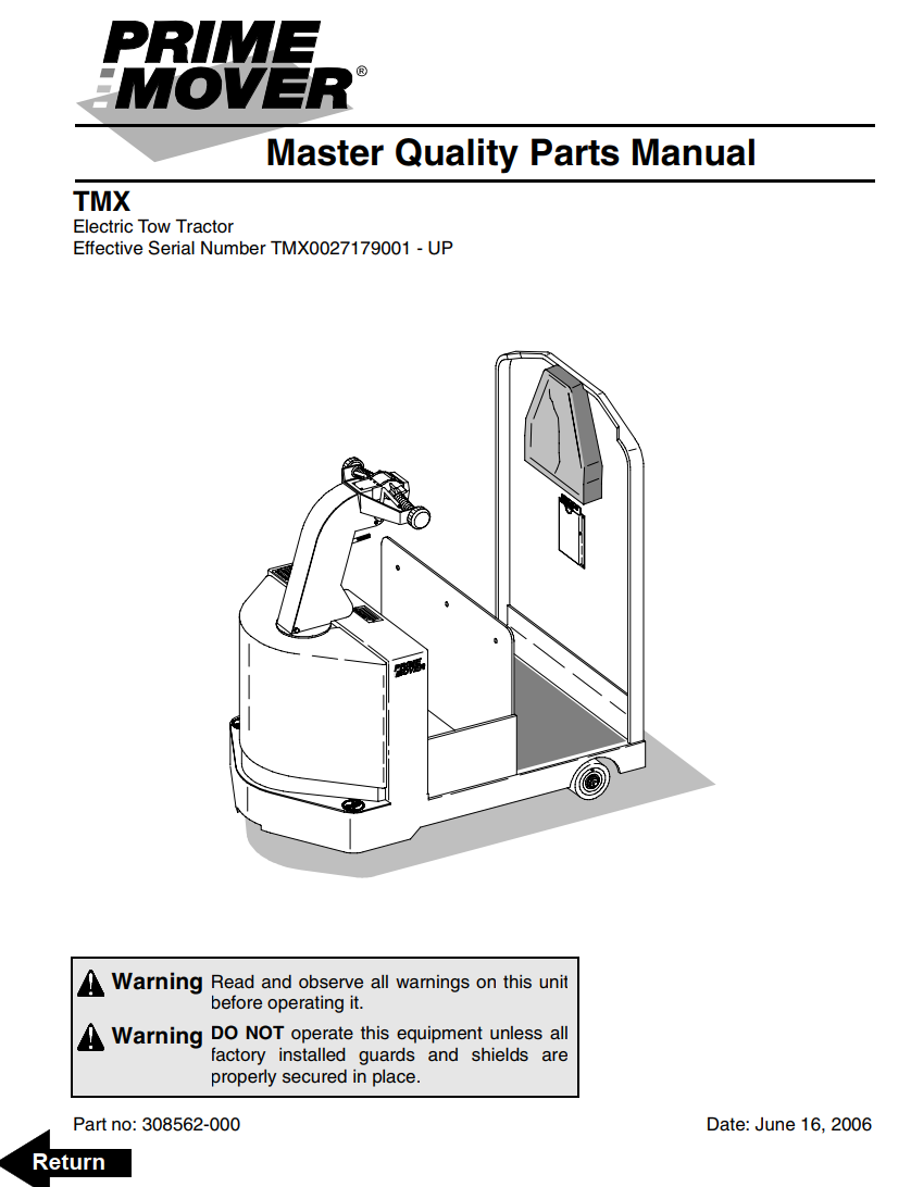 BT PRIME MOVER PARTS CATALOG ALL MODELS